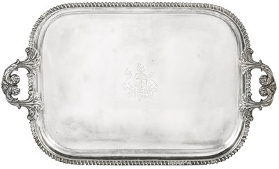 Lot 214 - A GEORGE III SHEFFIELD PLATE TRAY