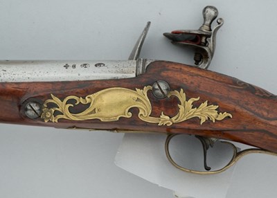 Lot 397 - A 10 BORE FLINTLOCK SPORTING GUN BY JONATHAN STANTON, LONDON, CIRCA 1750-60