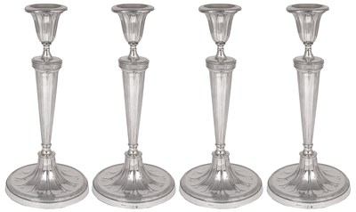 Lot 223 - A SET OF FOUR GEORGE IV SILVER CANDLESTICKS