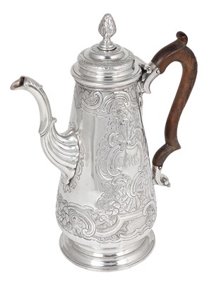 Lot 230 - A CARIBBEAN GEORGE II SILVER COFFEE POT