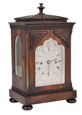 Lot 314 - A ROSEWOOD REPEATING TABLE CLOCK