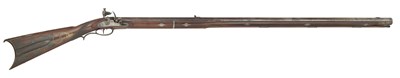 Lot 414 - A .300 CALIBRE NORTH AMERICAN FLINTLOCK PLAINS RIFLE, THE BARREL BY WILLIAM GARDNER, SECOND QUARTER OF THE 19TH CENTURY