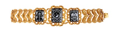 Lot 327 - GOLD AND LIMOGES ENAMEL BRACELET