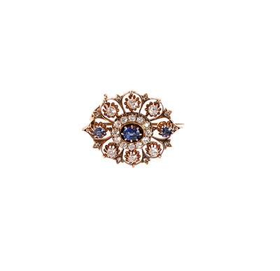 Lot 329 - SAPPHIRE AND DIAMOND BROOCH