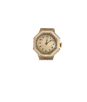 Lot 356 - LADY'S DIAMOND, GOLD AND ENAMEL WRISTWATCH