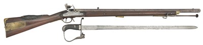 Lot 411 - A RARE 0.66 CALIBRE FLINTLOCK VOLUNTEER CARBINE WITH ENCLOSED LOCK BY HENRY NOCK, CIRCA 1800, NO. 59, COMPLETE WITH ITS BAYONET