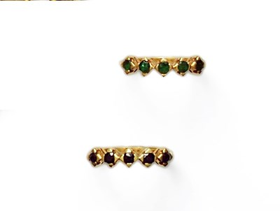 Lot 364 - PAIR OF EMERALD AND SAPPHIRE RINGS