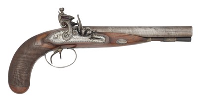 Lot 426 - A 21 BORE D.B. FLINTLOCK CARRIAGE PISTOL BY JACKSON MORTIMER & SON, CIRCA 1813-16