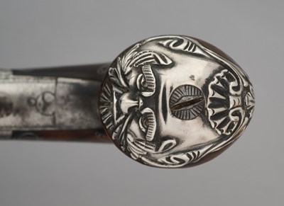 Lot 418 - A FINE SMALL 90 BORE FLINTLOCK POCKET PISTOL BY PETER BARBER, NEWARK, CIRCA 1750
