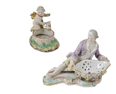 Lot 3 - A MEISSEN OUTSIDE DECORATED FIGURAL SWEETMEAT DISH