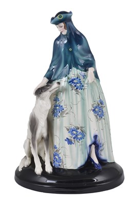 Lot 42 - A GOLDSCHEIDER POTTERY FIGURE OF A VENETIAN LADY