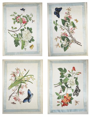 Lot 67 - FOUR CHINESE GOUACHE PITH PAPER PAINTINGS