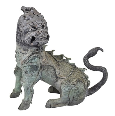 Lot 85 - A CHINESE LEAD FIGURAL INCENSE BURNER