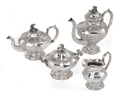 Lot 95 - A RUSSIAN SILVER FOUR-PIECE TEA AND COFFEE SET