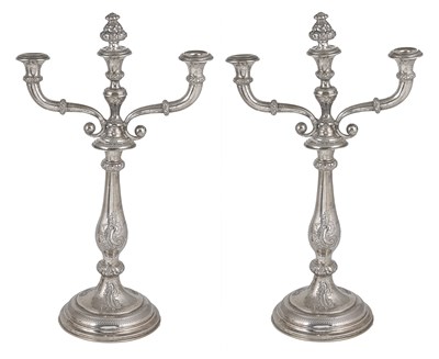 Lot 99 - A PAIR OF AUSTRO-HUNGARIAN SILVER CANDELABRA