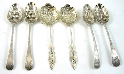 Lot 136 - THREE PAIRS OF BERRY SPOONS