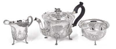 Lot 161 - AN IRISH SILVER THREE-PIECE TEA SET