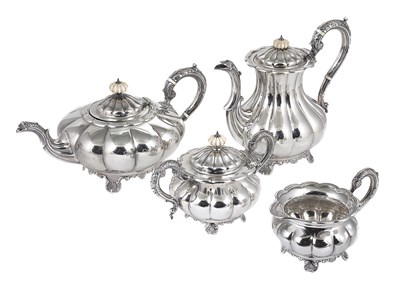 Lot 174 - A SILVER FOUR-PIECE TEA AND COFFEE SET