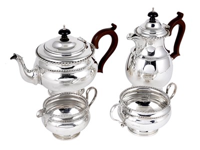 Lot 182 - A GEORGE V SILVER FOUR-PIECE TEA SET