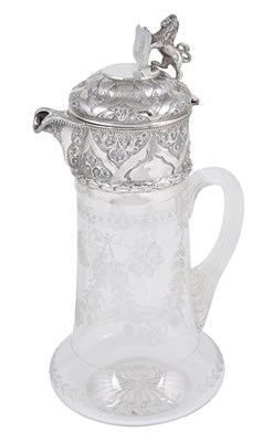 Lot 225 - A VICTORIAN SILVER-MOUNTED CLARET JUG