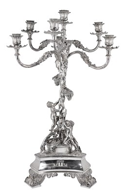 Lot 244 - A VICTORIAN SILVER CANDELABRUM