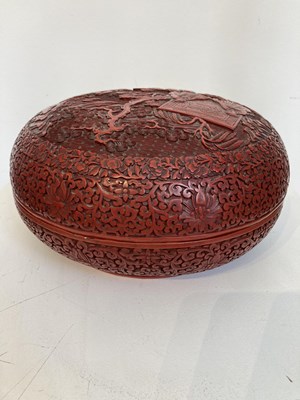 Lot 39 - A LARGE CHINESE CARVED CINNABAR LACQUER BOX AND COVER, LATE QING DYNASTY, LATE 19TH/EARLY 20TH CENTURY