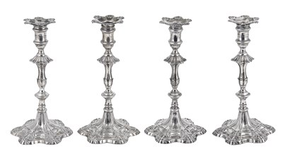 Lot 288 - FOUR GEORGE III SILVER CANDLESTICKS