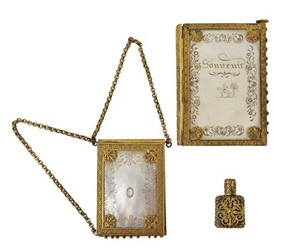 Lot 308 - TWO PALAIS ROYALE MOTHER OF PEARL AND GILT-METAL NOTEBOOKS