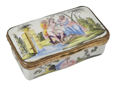 Lot 316 - AN ENAMEL SNUFF BOX