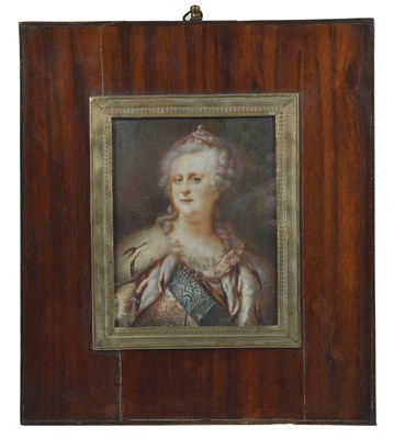 Lot 321 - A PORTRAIT MINIATURE OF CATHERINE THE GREAT