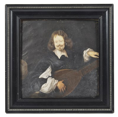 Lot 332 - A CABINET MINIATURE OF A LUTE PLAYER