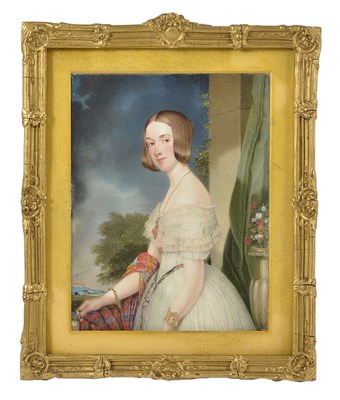 Lot 333 - A PORTRAIT MINIATURE OF A YOUNG LADY