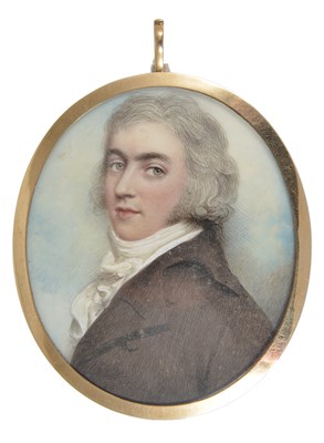 Lot 344 - A PORTRAIT MINIATURE OF A GENTLEMAN