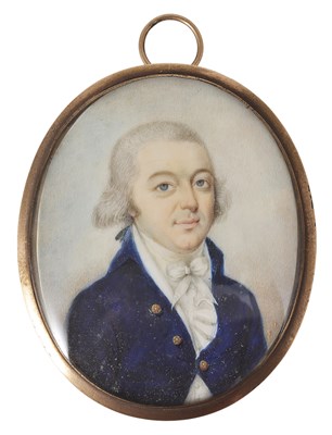 Lot 349 - A PORTRAIT MINIATURE OF A GENTLEMAN