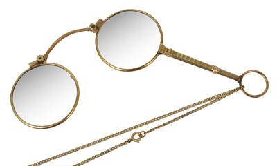 Lot 352 - A GOLD LORGNETTE ON CHAIN