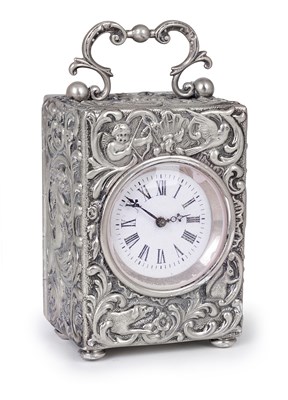 Lot 354 - AN EDWARDIAN SILVER BOUDOIR TIMEPIECE