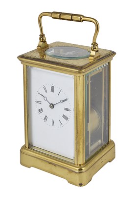 Lot 357 - A FRENCH GILT-BRASS CARRIAGE CLOCK