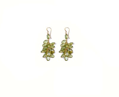 Lot 387 - PAIR OF PERIDOT PENDENT EARRINGS