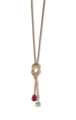 Lot 388 - RUBY AND DIAMOND PENDANT