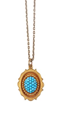 Lot 392 - GOLD AND TURQUOISE LOCKET