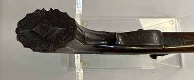 Lot 271 - A CASED PAIR OF GERMAN (SAXON) 54 BORE PERCUSSION RIFLED TARGET PISTOLS BY ULBRICH, DRESDEN, CIRCA 1840