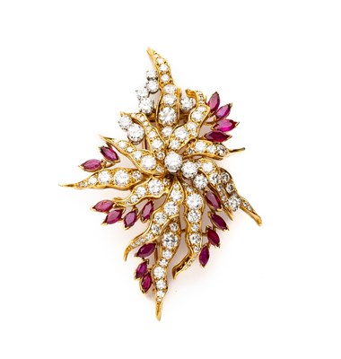 Lot 306 - VOURAKIS: RUBY AND DIAMOND BROOCH