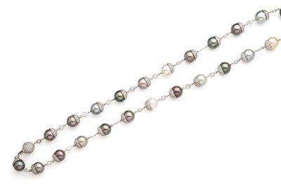 Lot 315 - ADLER: CULTURED PEARL AND DIAMOND NECKLACE