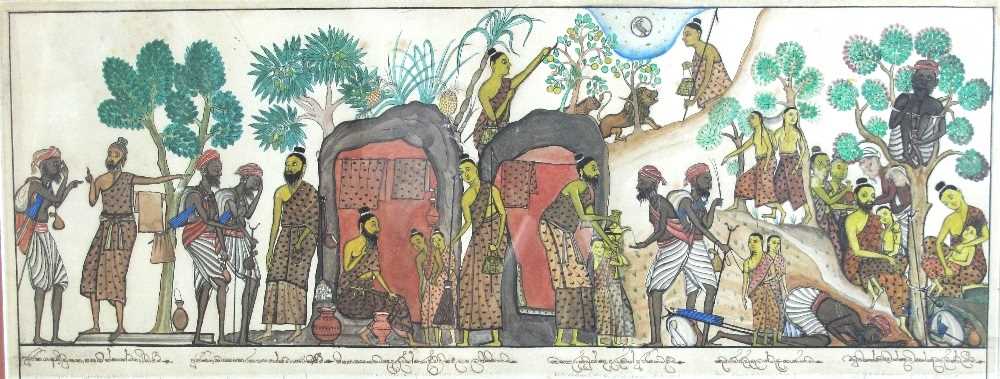 Lot 154 - TWO PAINTINGS ILLUSTRATING SCENES FROM THE VESSANTARA JATAKA