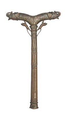 Lot 69 - A SOUTH INDIAN COPPER FAKIR’S CRUTCH, 18TH/19TH CENTURY, POSSIBLY BIJAPUR, KARNATAKA