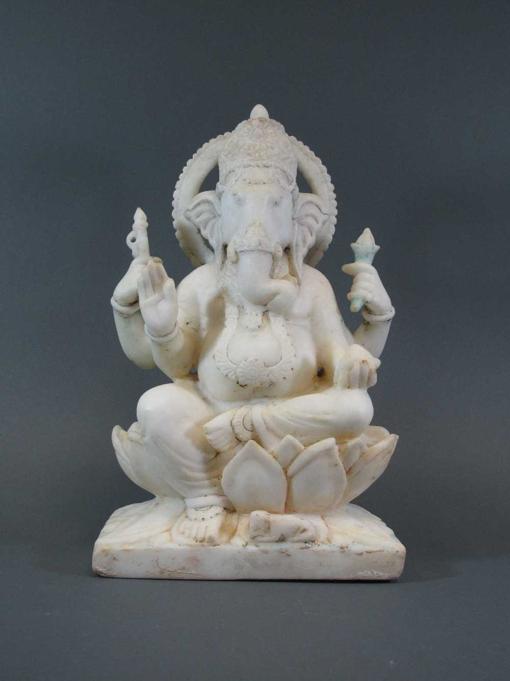 Lot 324 - A MARBLE FIGURE OF GANESHA
