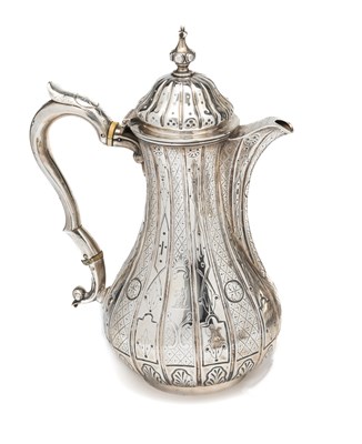 Lot 220 - A VICTORIAN SILVER HOT WATER JUG, WILLIAM ROBERT SMILY, LONDON, 1858