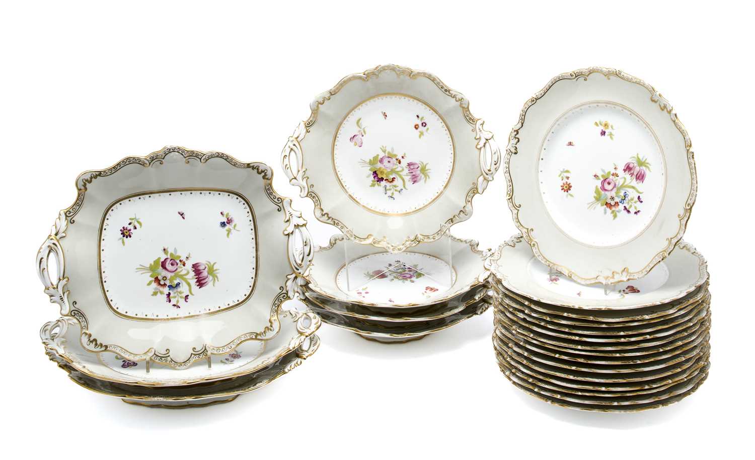 Lot 25 - A JOHN RIDGWAY & CO. PORCELAIN PART DESSERT SERVICE, CIRCA 1830-37