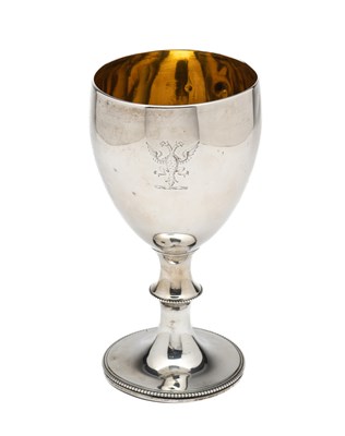 Lot 237 - A GEORGE III SILVER GOBLET, MAKER'S MARK RUBBED, LONDON, 1780