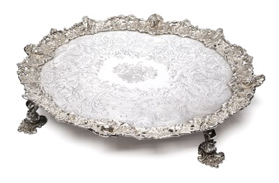 Lot 182 - A VICTORIAN SILVER LARGE SALVER, GEORGE RICHMOND COLLIS & CO., BIRMINGHAM, 1847